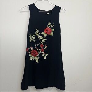Vintage Express Women’s Floral Sleeveless Little Black Dress Rose 90s Sz 1/2